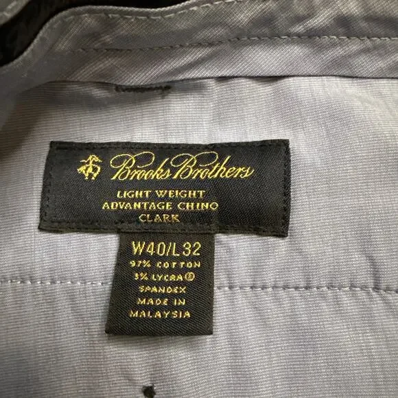 Brooks Brothers Advantage Chino Clark Pants Mens 40x32 Gray Cotton Khaki - Picture 2 of 8